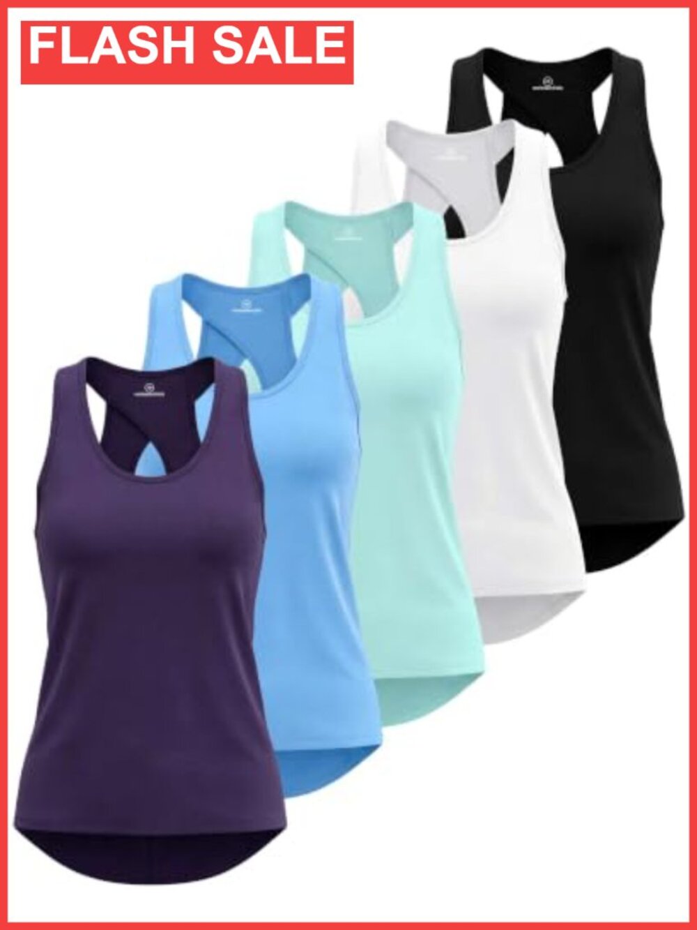 5 Pack Womens Tank Tops Open Back Workout Gym Yoga Athletic Tops